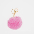 High Quality 8cm Round Fluffy Pompom Keychain keyring for bag